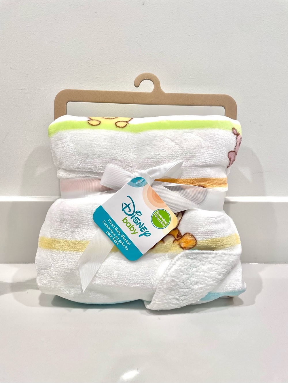 NEW Disney Winnie The Pooh Reversible Plush Baby Blanket